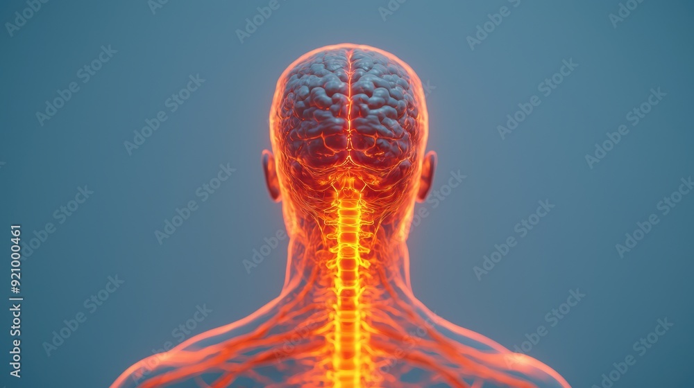 Poster dynamic illustration of reflex arc in action - detailed nervous system response with copy space, 8k 