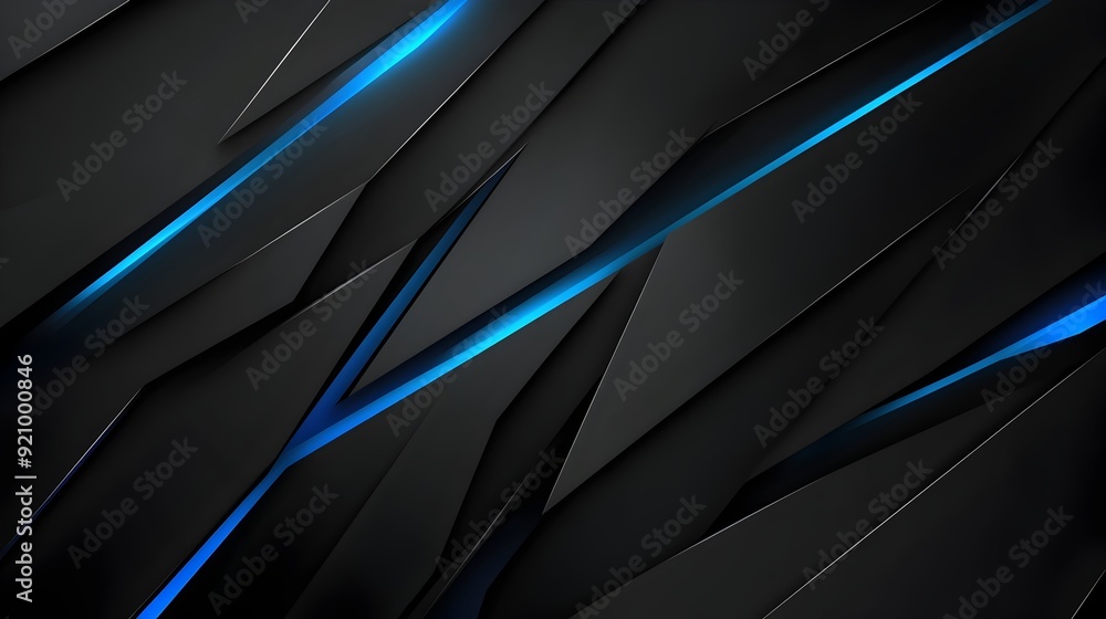 Aufkleber futuristic dark abstract digital tech pattern with geometric blue lights and dynamic shapes