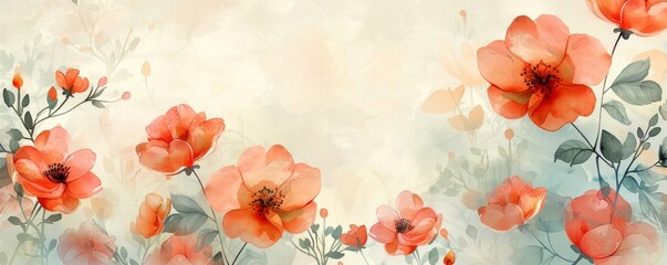 Cute and simple illustration of colorful flowers in a field