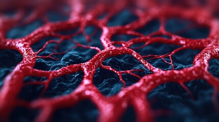 Detailed Illustration of Human Circulatory System with Blood Flow - Educational Medical Image with Copy Space in 8K Resolution