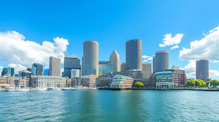 Fototapeta premium Vibrant City Skyline by the Water