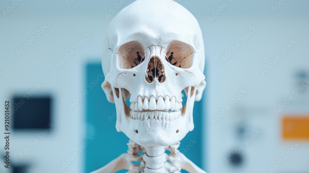 Poster dynamic human skeleton in motion: detailed anatomy and bone structure with copy space, high detail 8