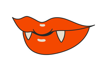 Retro smile, vampire teeth halloween. Isolated on white vector