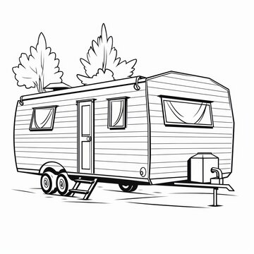 black and white camper trailer clip art preview