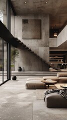Minimalist urban villa with large, open spaces.