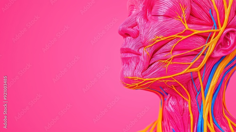 Poster Detailed Model of Integumentary System - Body's First Line of Defense with Copy Space for Text, High Image