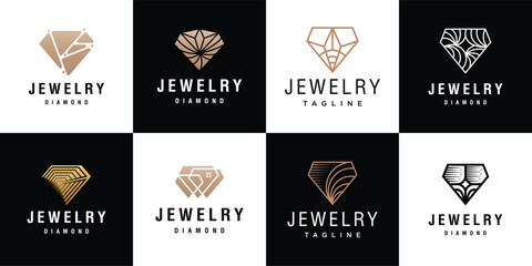 Collection of diamond jewelry logo design templates.	