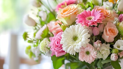 Obraz premium Vibrant Floral Arrangement Brightens Monday Morning with Cheerful Elegance