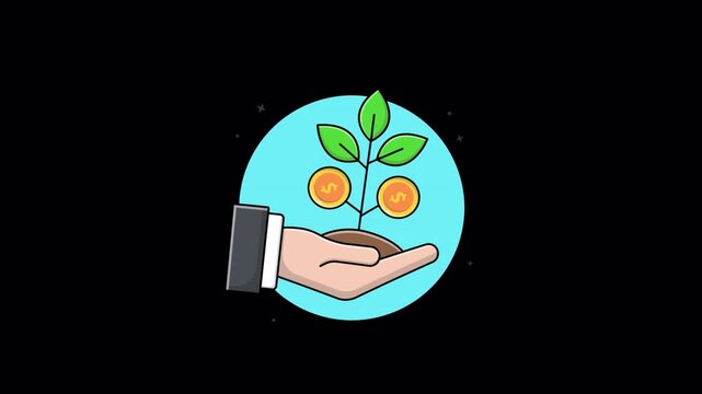 Hand Holding Money Tree. Investment Concept  Animation Video - Transparent
