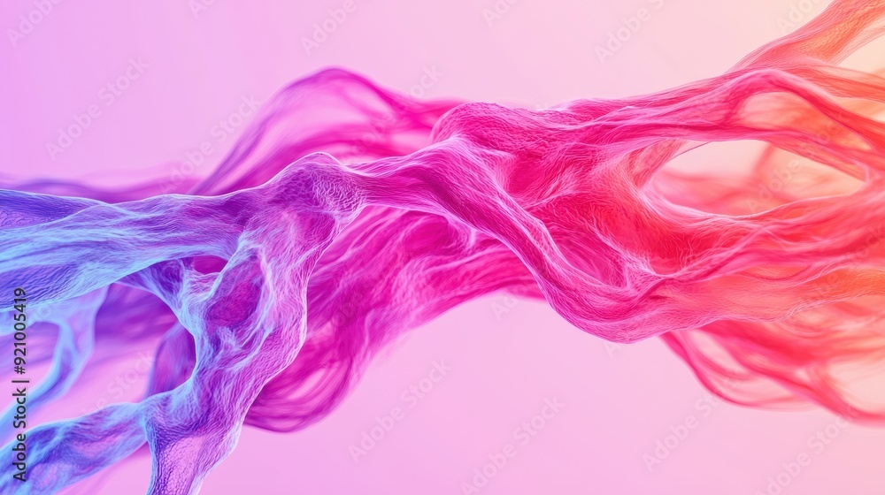 Poster futuristic arterial system hologram projection with transparent layers and vivid circulatory path on