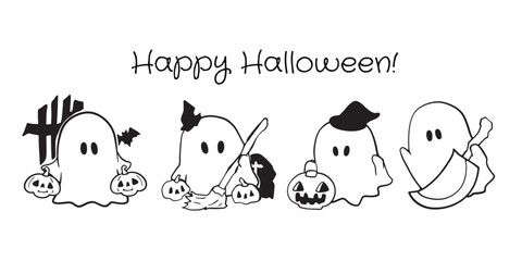 Cute Ghost Halloween slogan retro design t-shirt design.