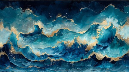 An abstract depiction of a stormy sea. 