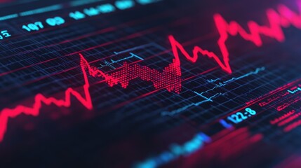 Fototapeta premium Futuristic Cardiac Rhythm Digital ECG Pattern Interface with Glowing Energy - High Detail 8K Resolution Copy Space