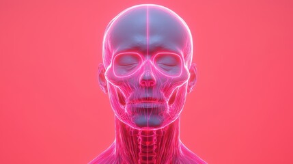 Futuristic Muscular System Interface with Neon Accents for Medical Education and Visualization, High Detail Copy Space