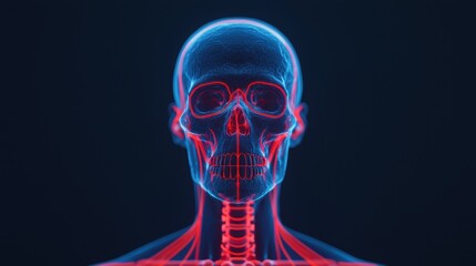 Advanced Muscular System Interactive Interface with Neon Accents in Anatomy Visualization - High Detail Copy Space for Text