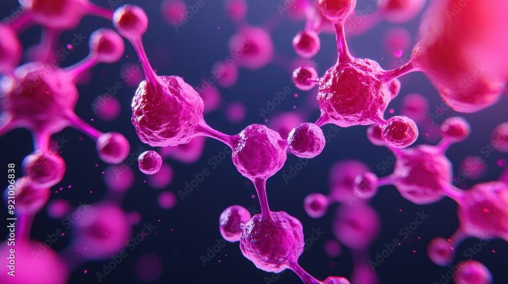 Aufkleber illuminated enzymatic action: detailed molecular structure visualization with glowing effects and co