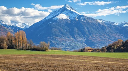 Fototapeta premium Mountainous Landscape with a Small House