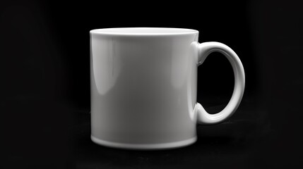 Obraz premium White ceramic mug on dark background. Mockup for design.