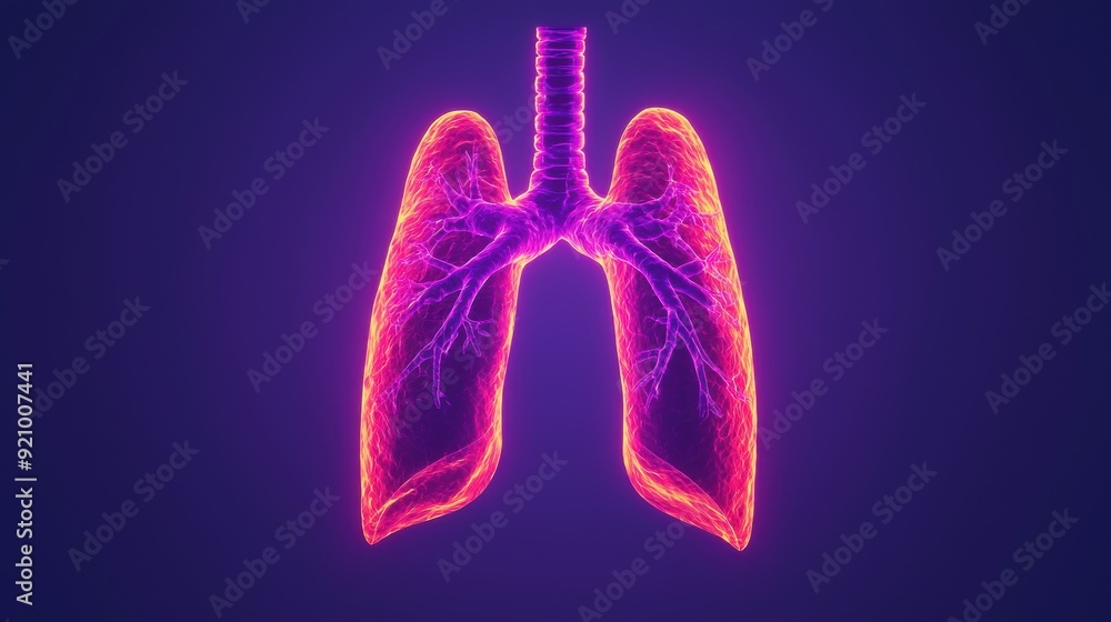 Aufkleber asthma visualization: dynamic bronchial constriction animated sequence in vibrant hues with copy spa
