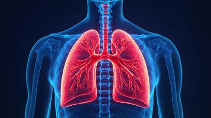 Dynamic Lung Function Infographic for Respiratory Health - High Detail 8K Presentation with Copy Space