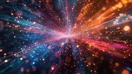 Naklejka premium Abstract background with bright colorful light streaks and bokeh. Perfect for futuristic, technology, or energy themes.