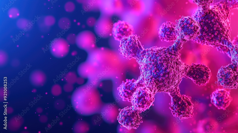 Aufkleber illuminating vaccine interaction - detailed molecular structure visualization with neon accents in 8