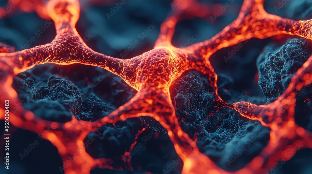 Aufkleber illuminated inflammation: detailed cellular process visualization with copy space in 8k high detail 