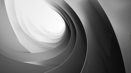 Abstract black and white photo of a spiraling tunnel.  The photo is high contrast and creates a sense of depth and mystery.