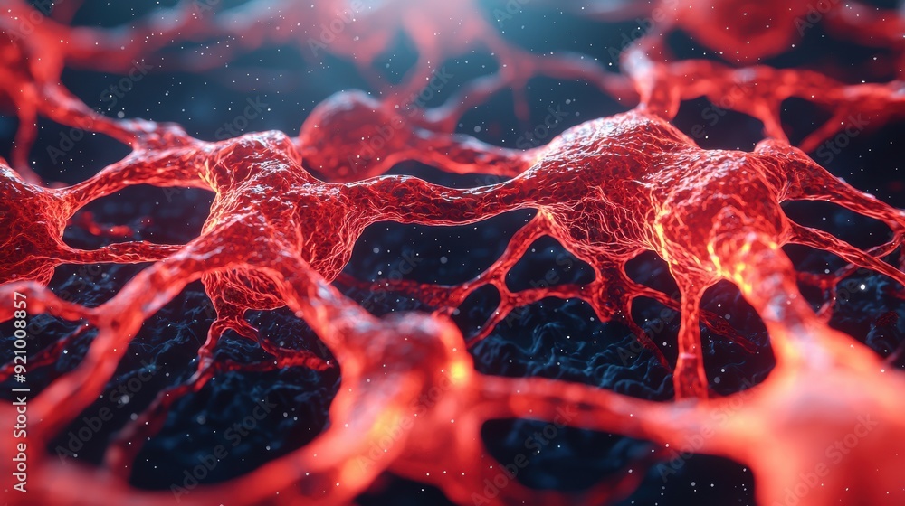 Aufkleber illuminated epidermal cells - intricate microscopic details with glowing effects in 8k resolution fo