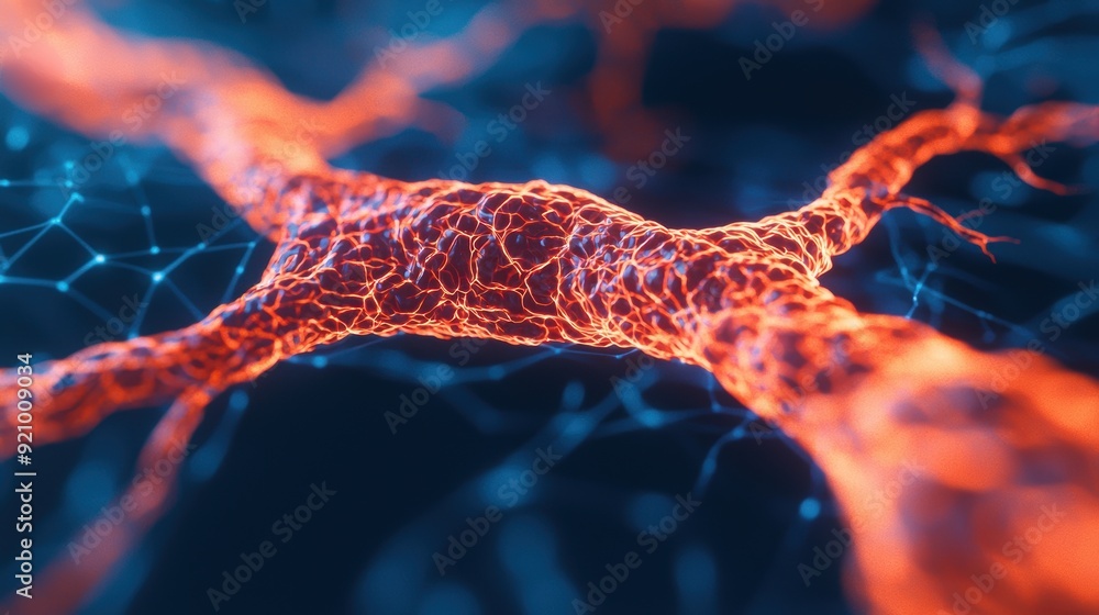 Poster mesmerizing nephron structure: detailed microscopic view with glowing effects, ideal for medical con