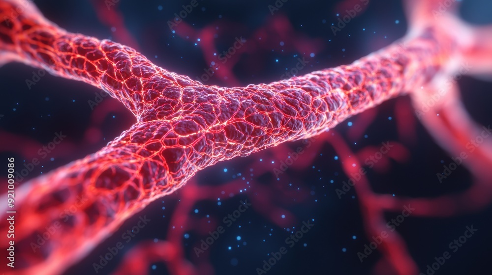 Aufkleber detailed nephron structure microscopic view with glowing effects and copy space for text in 8k high 
