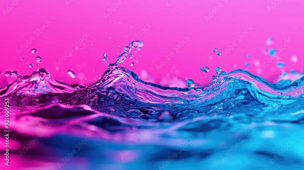 Poster dynamic water balance visualization with vibrant colors in high detail 8k resolution, copy space for
