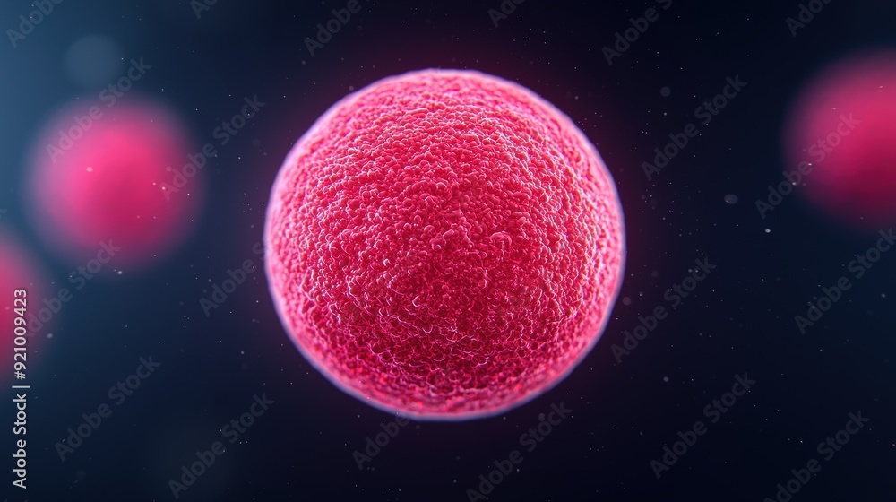 Poster illuminating ovulation dynamics: glowing infographic of egg release process with copy space, detaile