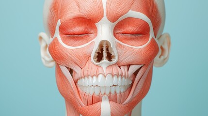 Detailed Illustration of Facial Muscles Expressing Emotions - Psychology, Anatomy, Copy Space for Text - 8K High Detail