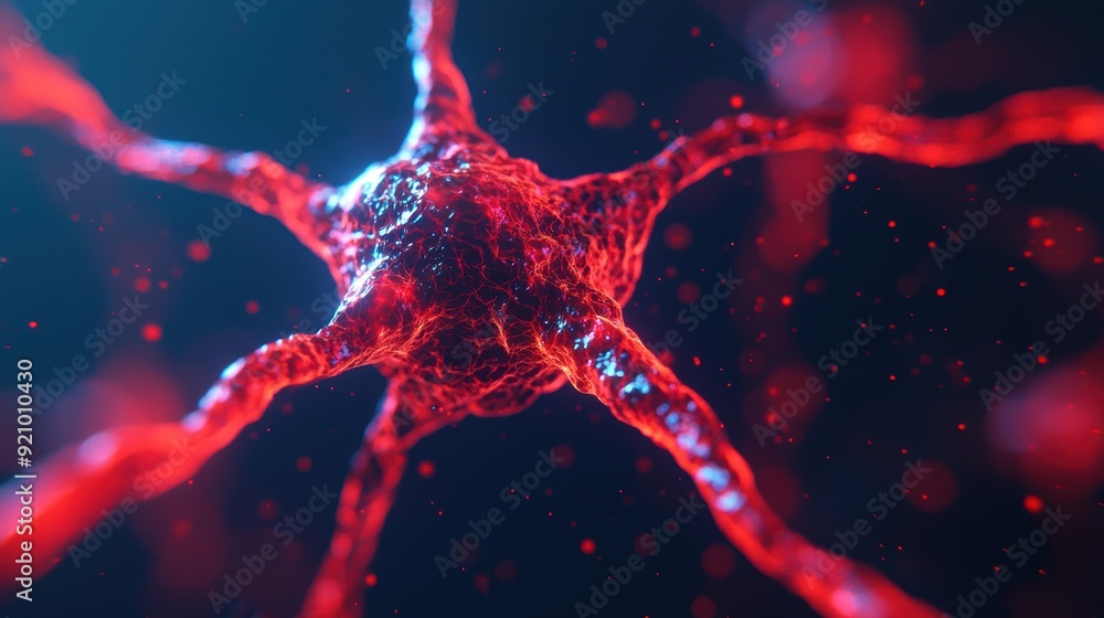 Poster intricate synaptic connections and neurotransmitter interactions in high detail illustration with co