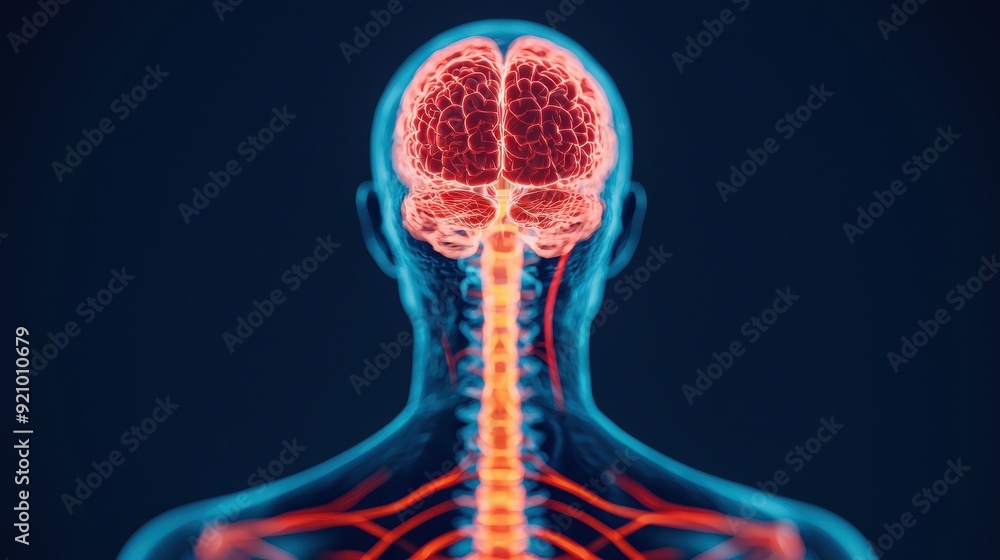 Poster neural harmony: sympathetic and parasympathetic nervous systems balance diagram with copy space, 8k 