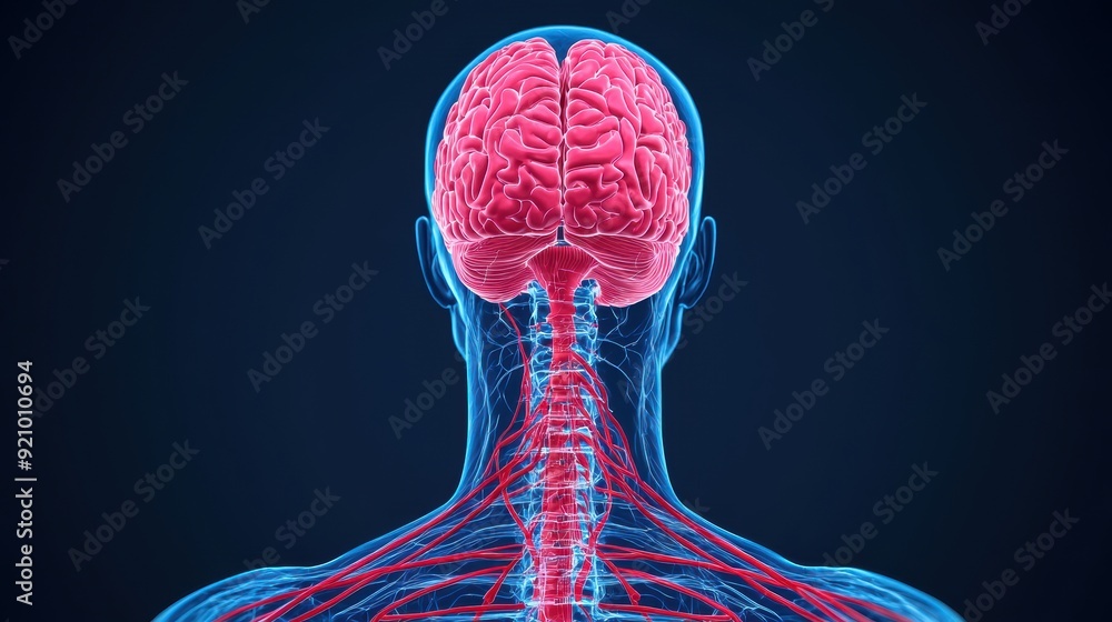 Poster balancing act: detailed diagram of sympathetic and parasympathetic nervous systems with copy space f