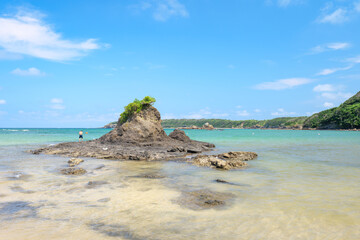 夏の長崎県対馬の三宇田浜の風景