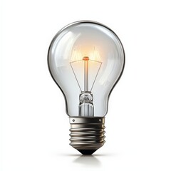  single light bulb clipart, technology element, glowing effect, transparent glass, isolated on white background