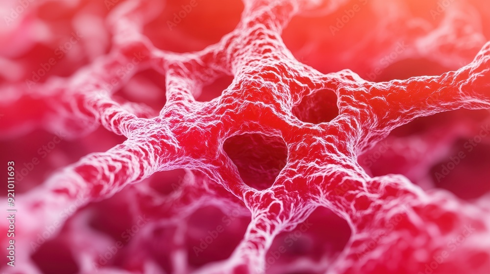Poster microscopic view of oxygen absorption in lung tissues with copy space, 8k high detail image for medi