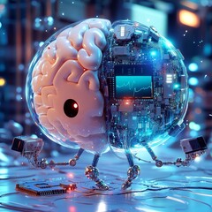 Floating Brain Mascot: The Future of Health and Tech