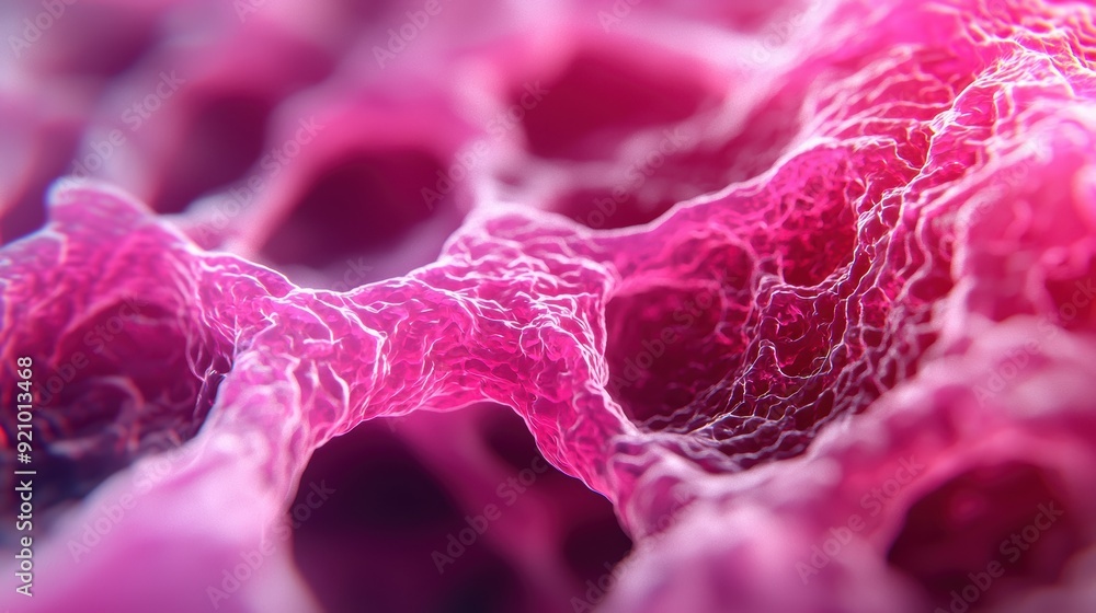 Poster precision close-up of insulin secretion in the pancreas for sugar control with copy space, high deta