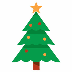 Detailed Christmas tree vector with ornaments, star, and gifts, perfect for festive designs.