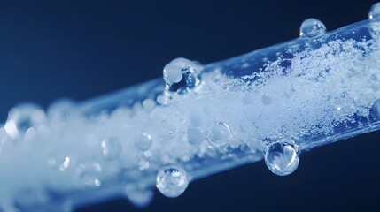 Detailed Close-up of Ice Core Sample Revealing Trapped CO2 Bubbles for Climate Studies