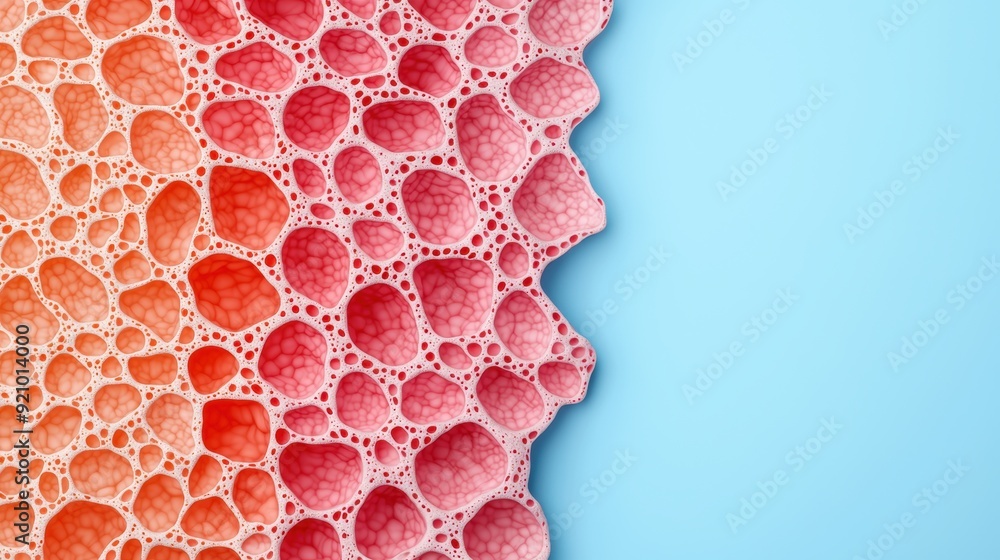 Poster detailed anatomy of skin layers and cellular structure with copy space for text in 8k resolution