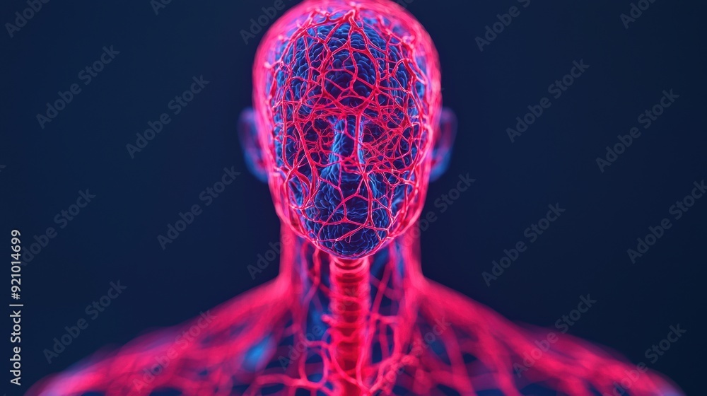 Poster intricate lymphatic vessel network and fluid transport movement anatomy with copy space for text - 8