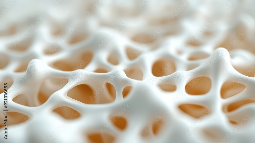 Poster intricate bone microstructure: high detail anatomy in microscopic view with copy space, 8k resolutio