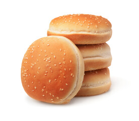 Stack of sesame burger buns
