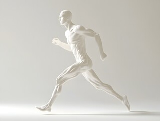 The Anatomical Athlete: A minimalist rendering of a runner, capturing the powerful interplay of muscles and movement in this abstract sculpture, showcasing the human form in motion.  