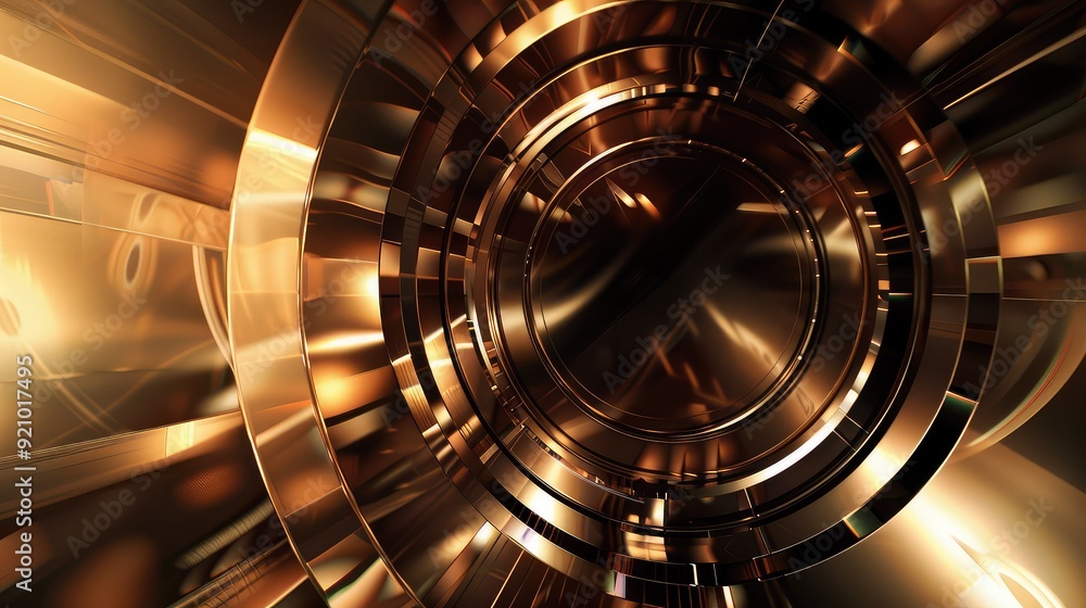Poster abstract metallic background with swirling patterns and a glowing center. a futuristic and industria